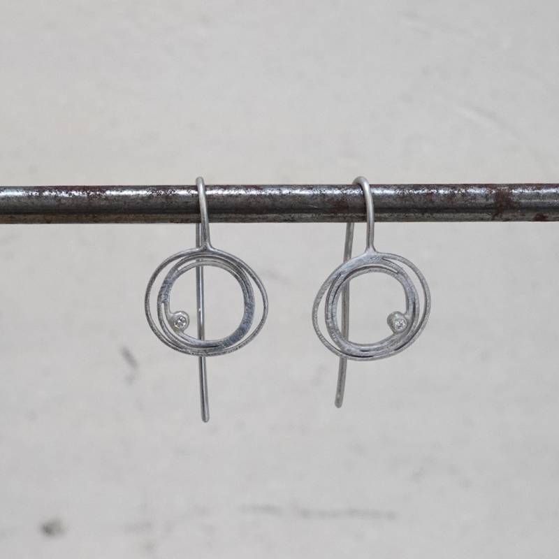 Pendientes plata y diamante LIA medianos largos