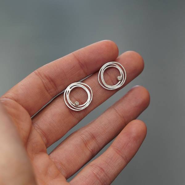 Pendientes plata y diamante LIA medianos