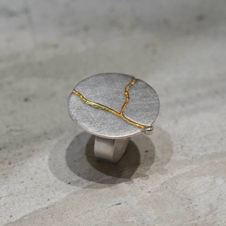 Anell plata i pa d'or rodó KINTSUGI