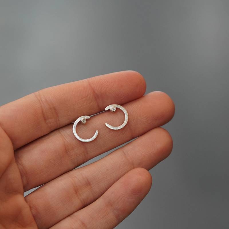 Arracades plata y diamants petits ANTHEA