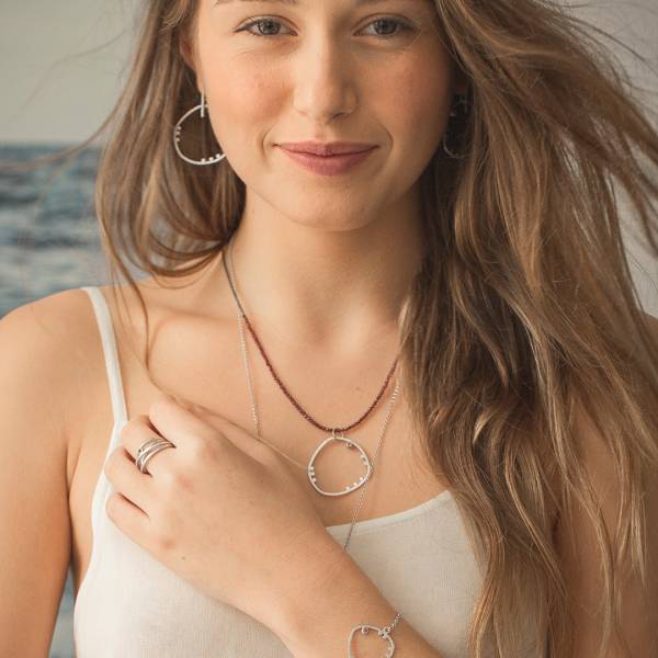 Sterling silver pendant with rhodium diamond matte finish