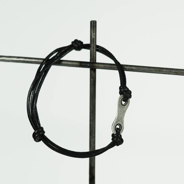 Pulsera plata cadena bici con cordón