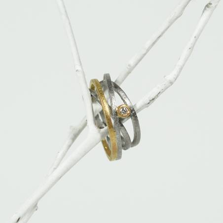 Anillo plata y oro con diamante natural Barcelona
