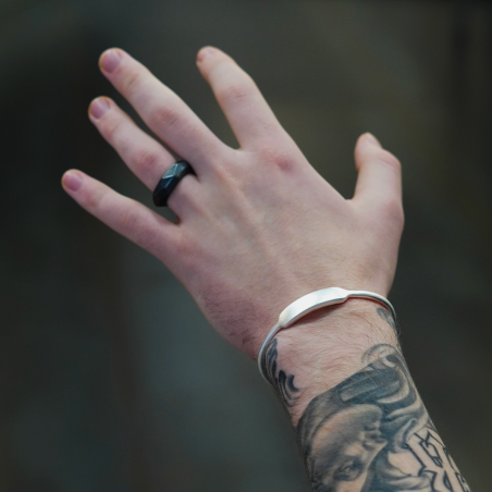 thick black silver ring for men