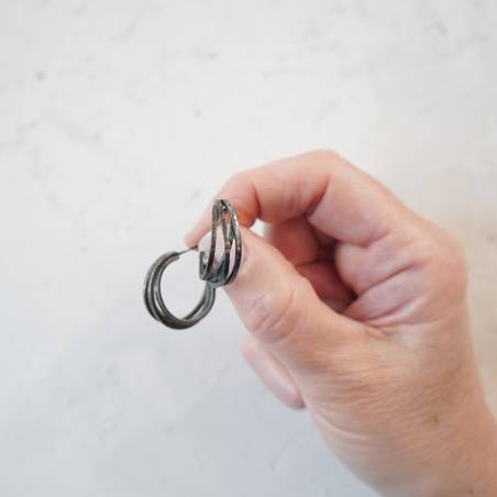 pendientes de aro de plata negra