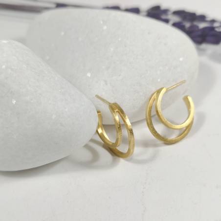 Pendientes aro doble dorados