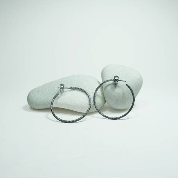 Oxidized silver hoop earrings