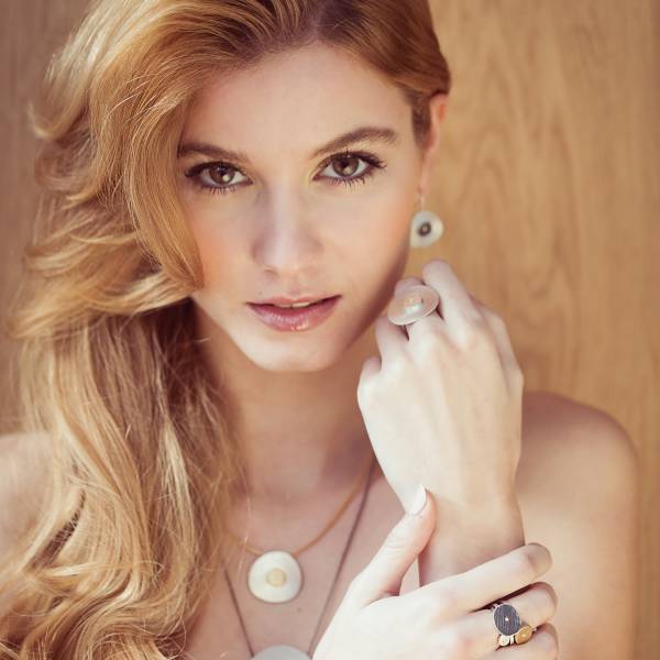 Silver and gold maxi ring with diamond