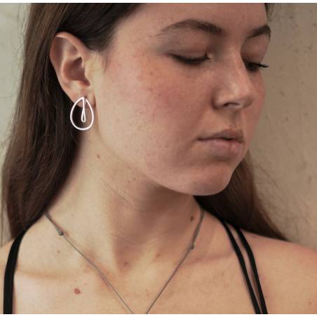 pendientes plata botón