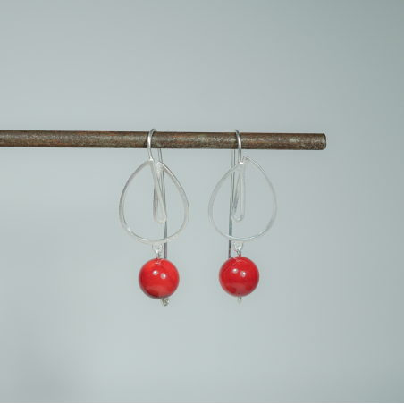 Pendientes plata y coral