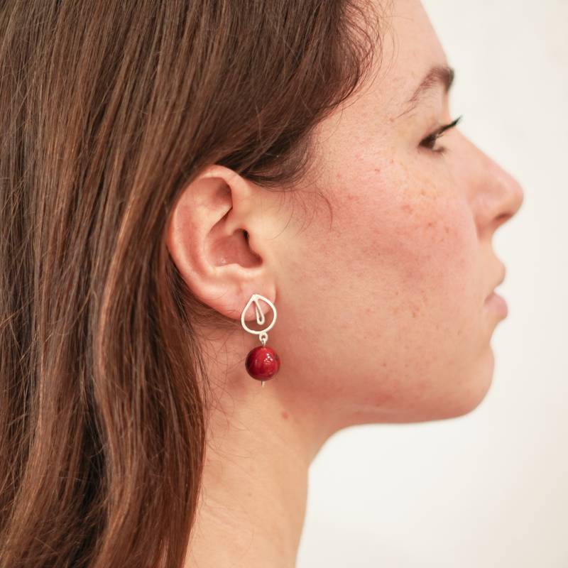 Pendientes diseño plata y coral