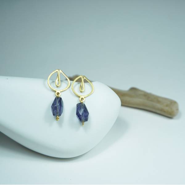 Iolite gold earrings