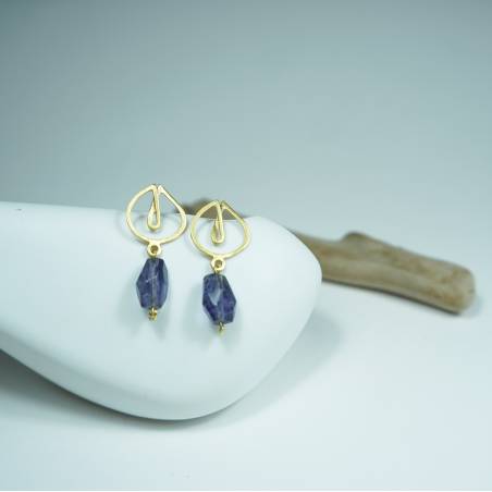 Pendientes oro amarillo con iolita
