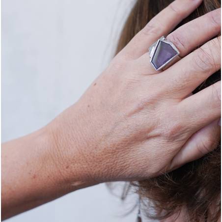 Anell joia única de plata i amatista