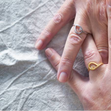 Anillos plata y oro con diamante