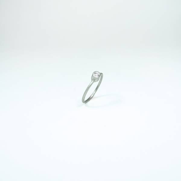 Minimalist white gold ring with genuine diamond