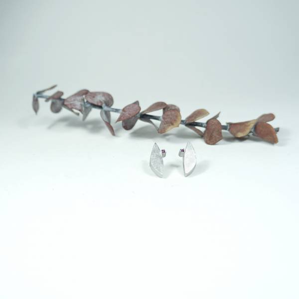 Small silver earrings with colour gemstone
