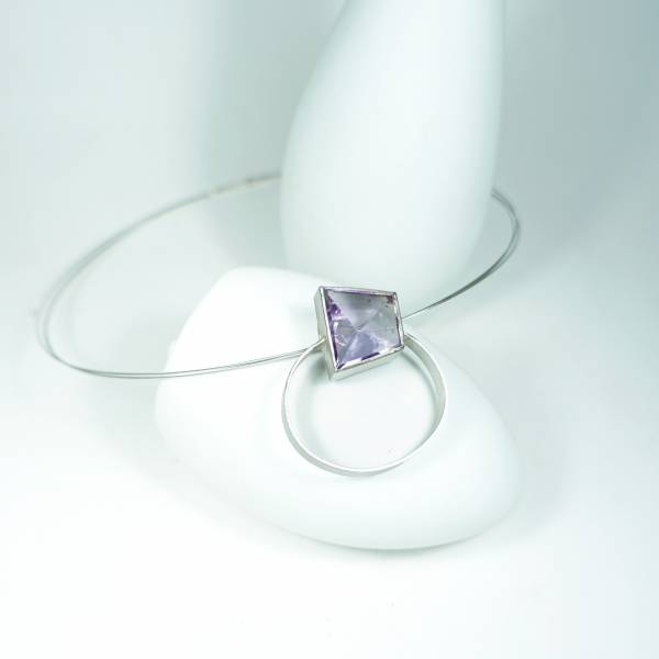 Mirror cut amethyst pendant