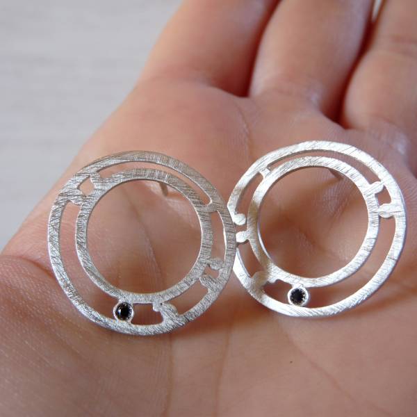 Pendientes plata con diamantes negros outlet