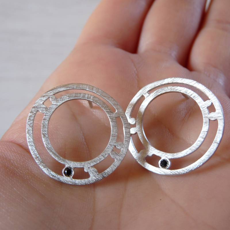 Arracades plata amb diamants negres outlet Barcelona