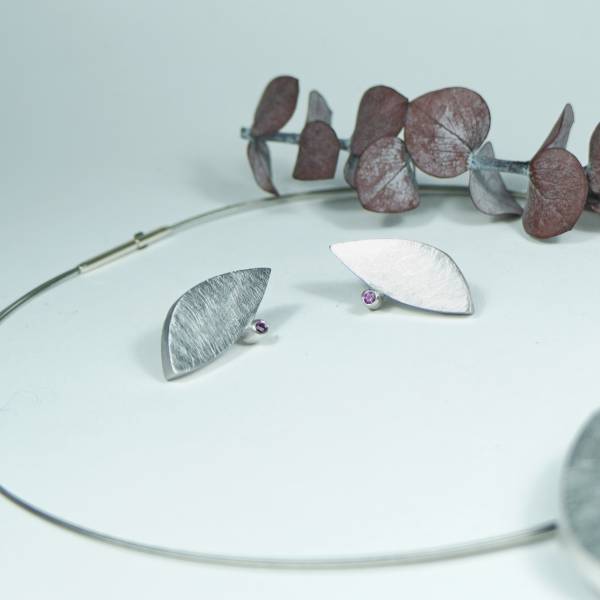 Gemstones women's silver earrings