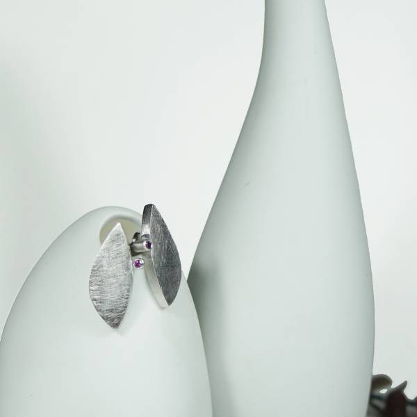 Pendientes de plata rodio con piedra natural
