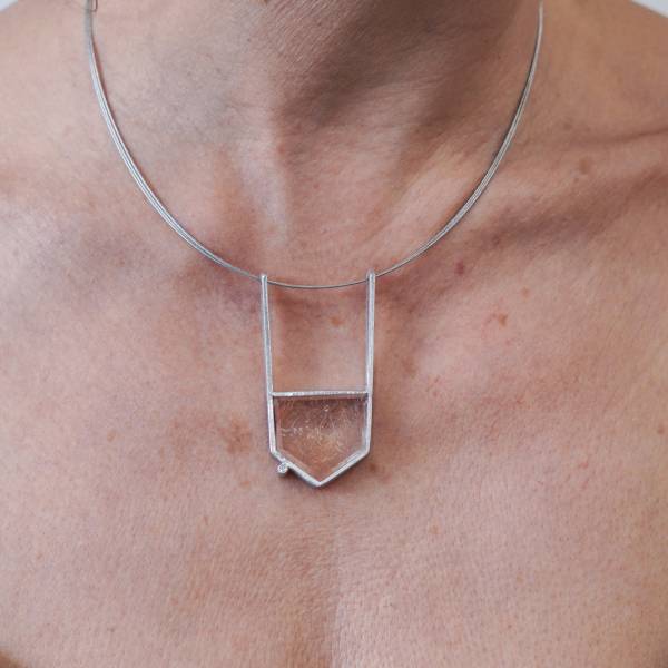 One of a kind silver pendant with diamond
