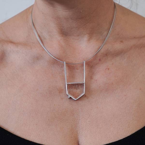 Penjoll plata amb gemma natural