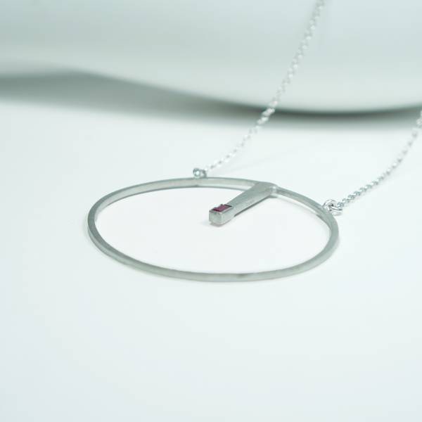 Minimalist ruby silver necklace