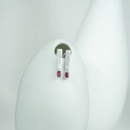 Pendientes plata y rubí
