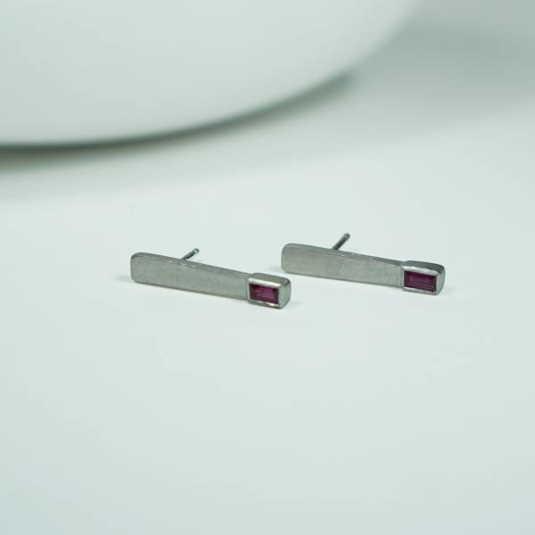 Greenland natural ruby and silver earrings