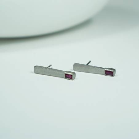 Greenland natural ruby and silver earrings