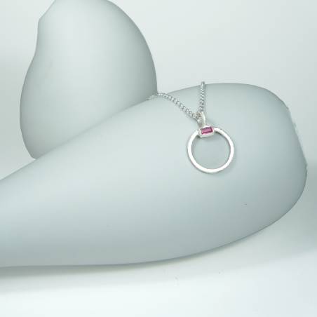 Small ruby silver pendant