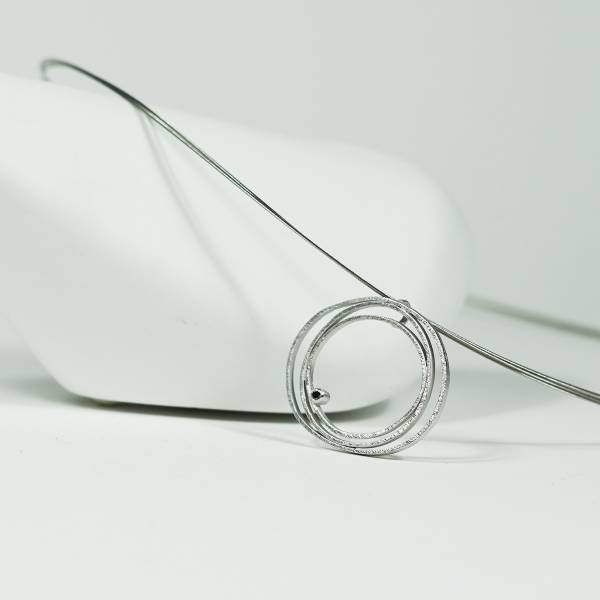 Rhodium silver Lia pendant with black diamond