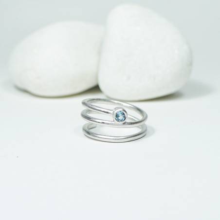 Anillo plata rodio con piedra azul