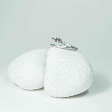 Anell plata amb pedra color