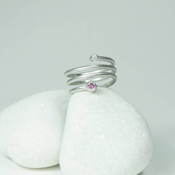 Anell plata i pedra color