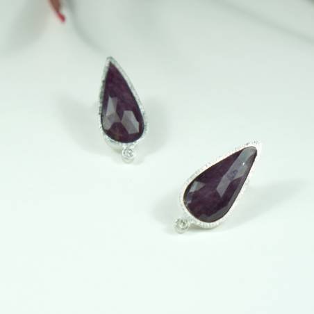 DIAMOND AND RUBY SILVER EARRINGS
