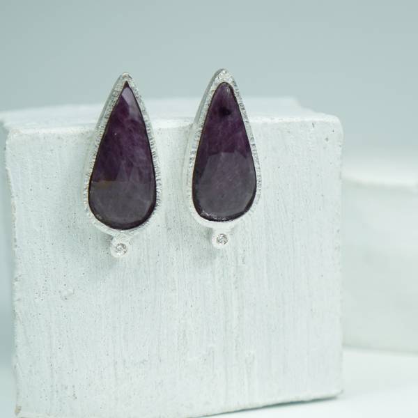 Pendientes plata y rubí