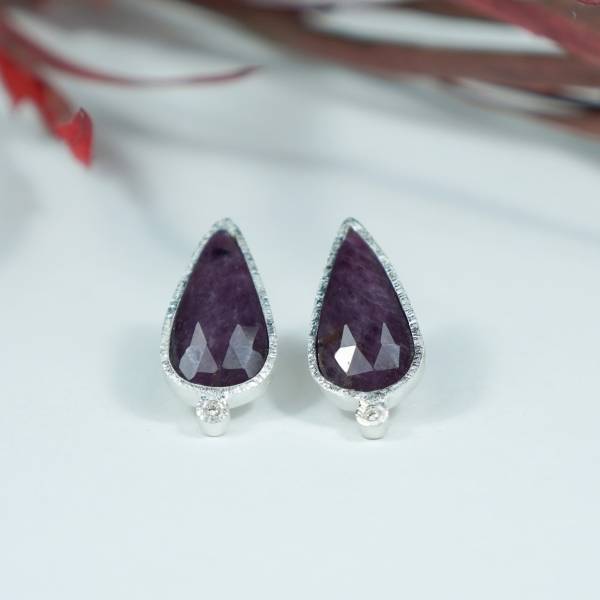 Madagascar ruby and diamond earrings