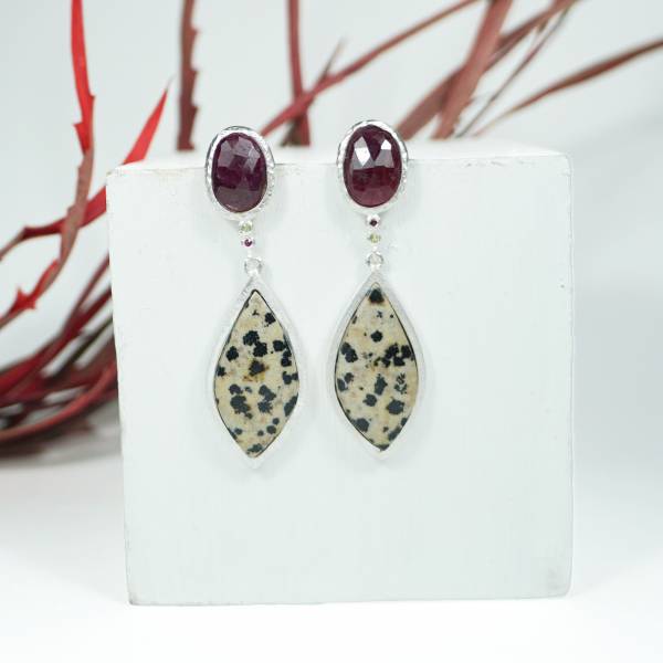 Arracades llargues plata i pedres color