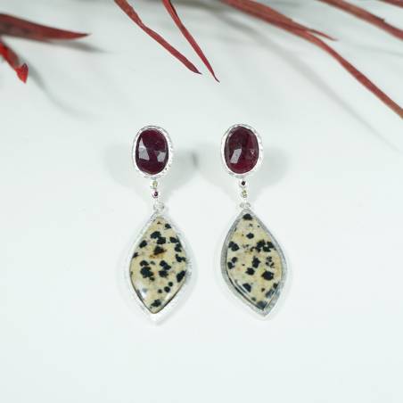 Large silver and gemstone earrings