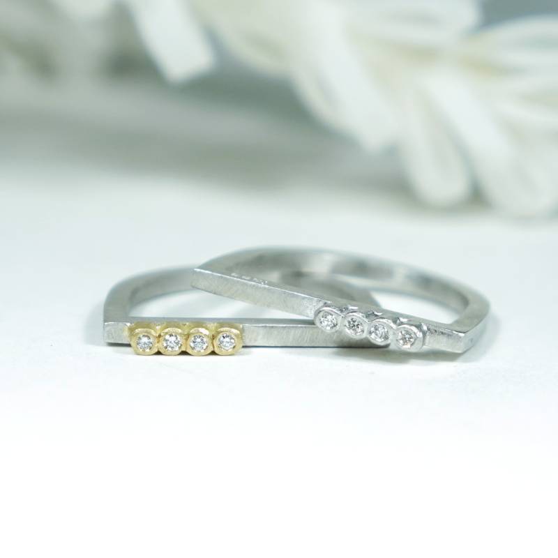 Rhodium silver ring with genuine diamonds