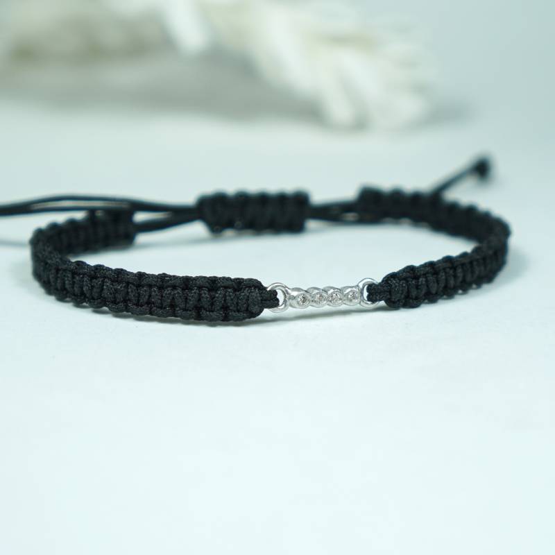Pulsera plata rodio y diamantes naturales