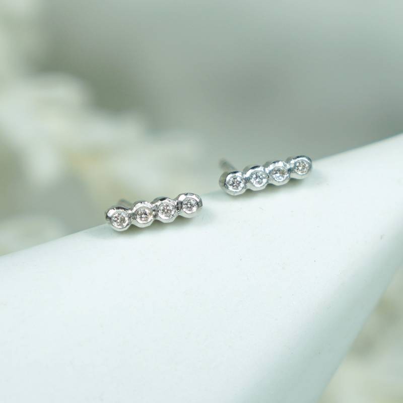 Mini arracades plata rodi amb diamants