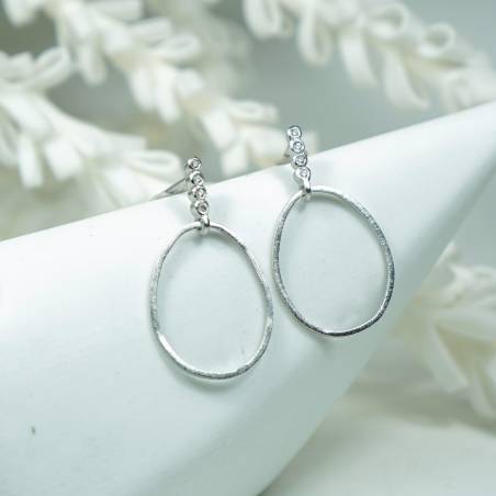 Silver and diamonds large earrings