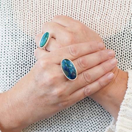 Big silver and chrysocolla ring