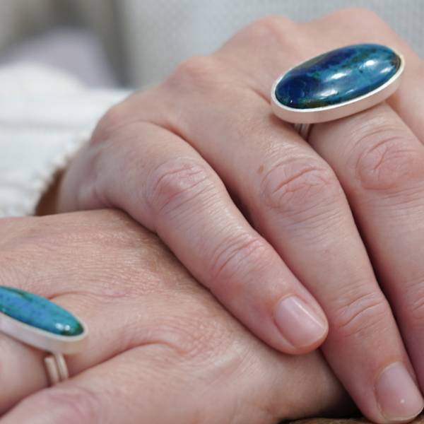 Anells plata i gemmes naturals de color