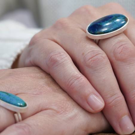 Anells plata i gemmes naturals de color