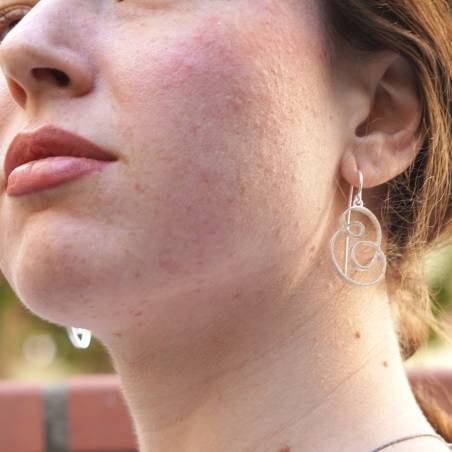Cloud shape large silver earrings